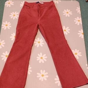 Old Navy salmon color corduroy high rise flare pant.
